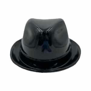 gloss black ralphie fedora from the front